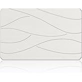 Veeloim Stone Bath Mat Diatomaceous Earth Shower Mat Non-Slip Super Absorbent Diatomite Stone Bath Mats for Bathroom Floor Quick Drying Natural Easy to Clean(23.6''×15.4" White)
