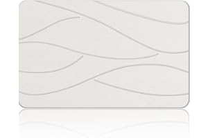 Veeloim Stone Bath Mat Diatomaceous Earth Shower Mat Non-Slip Super Absorbent Stone Bath Mats for Bathroom/Kitchen Counter Quick Drying Diatomite Bath Stone Mat Large Easy to Clean(23.6×15.4" White)