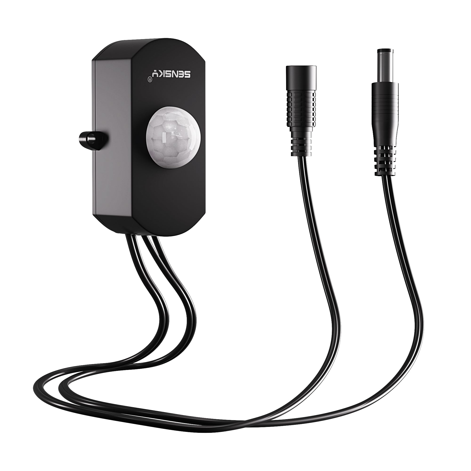 SENSKY DC 12V/24V 3A Mini Dimmable Pir Motion Sensor Switch,Occupancy Sensor Switch for Gun Safe, Kitchen Cabinet, Pantry, Closet led Lighting (Black-with Light Sensor)