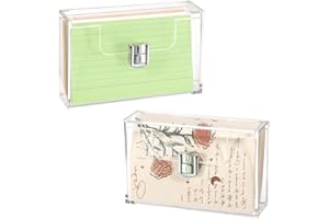 BTSKY 2 Pack Clear Acrylic Index Card Box for 3x5 Inch Cards, Holder Notecard Box Recipe Card Box Plastic Storage Organizer for Filling Index, Note Cards, Flashcards, Recipes