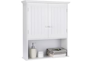 Giantex Bathroom Cabinet Wall Mounted, Bathroom Storage Cabinet w/Adjustable Shelf, 2-Door Bathroom Wall Cabinet, Over The To
