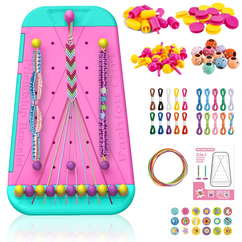 LEBKFT Friendship Bracelet Making Kit for Kids Ages 6-12, DIY Craft Kit with Loom Bands and Supplies Creative Arts and Crafts Gift for Girls Age 7-12 Ideal Birthday Present for 6-12 Year Old Girls