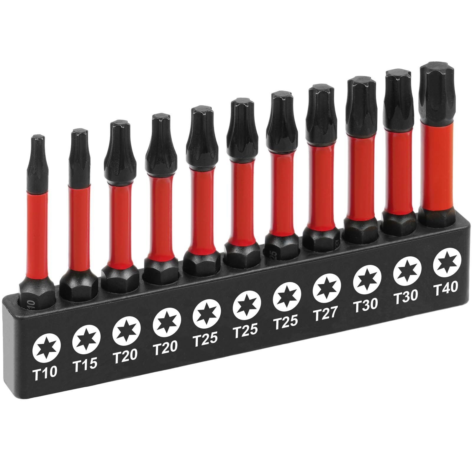 Flintronic 11Pcs Torx Screwdriver Bit Set, Star Magnetic Torx Impact Driver Bits, S2 Steel Hex Shank Tamper Proof Security Bits, Impact Drill for T10 T15 T20 T25 T27 T30 T40
