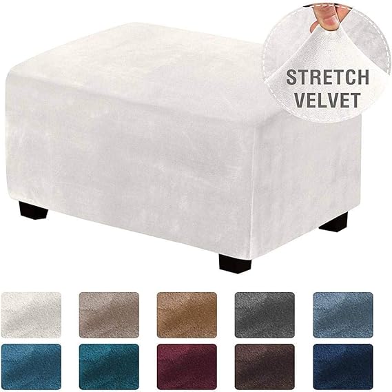CLGTY Terciopelo Funda Otomana Elástica,Rectangular Funda para Taburete