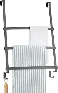 mDesign Colgador de toallas para puerta – Toallero escalera ...