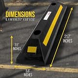 Pyle Car Wheel Stopper Blocks 2 Pack Heavy Duty Rubber Parking Curb Ramp view 4