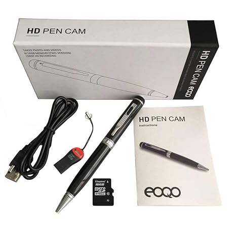 Spionage Kugelschreiber,eoqo® 16GB 1920x1080p Spion Kamera Recorder | Echt HD Spionenstift Mini Videokamera Recorder DVR