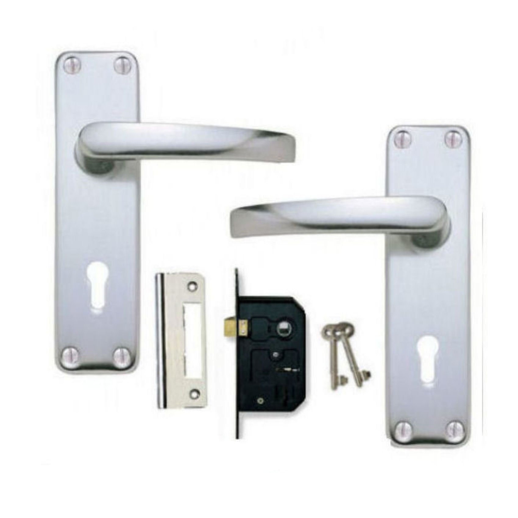DISCOUNT HARDWARE UK Aluminium SAA Lever Lock Door Handles +2 Lever Lock Set 2 Keys (KA)