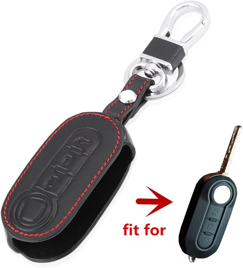 Happyit Leather Car Key Cover Case for Fiat 500 Panda Punto Bravo 3 Buttons Flip Remote Control Accessories - Image 3