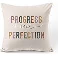 IWXYI Boho Growth Mindset Pillow Cover - 18x18 Inches, Multicolor Letter Print, Flannel, Zipper Closure