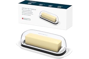 KITCHENDAO Airtight Butter Dish with Lid for Countertop and Refrigerator Door Shelf, Plastic Butter Holder, Butter Keeper Tray Container for West/East Coast Butter, White