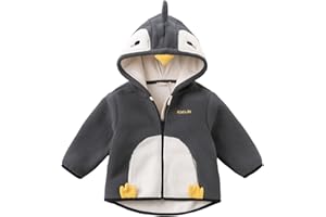 DAVE&BELLA Toddler Fleece Jacket, Baby Boys Girls Animal-shaped Hooded Zipper Long Sleeve Warm Spring Autumn Outerwear Coat