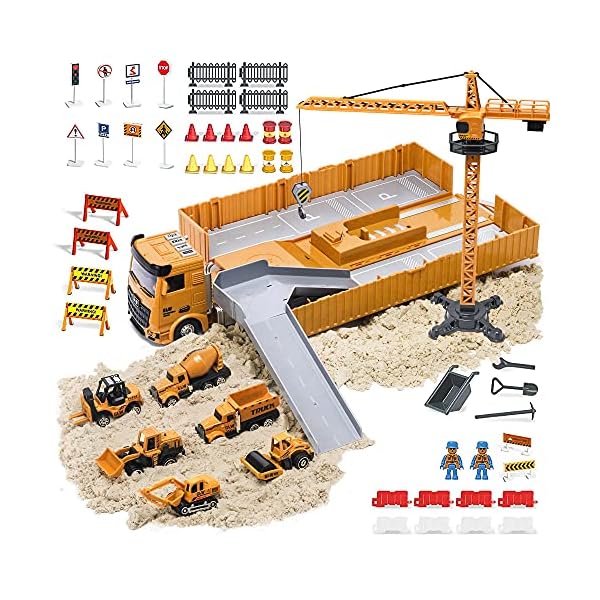 OR OR TU Construction Truck Car Toy Set for Boys with Sounds Lights Effects Kids Engineering Vehicle Playset Crane…