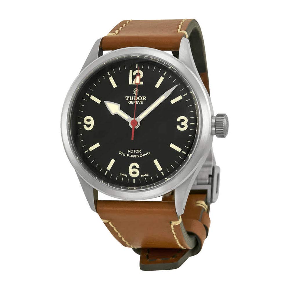Tudor Heritage Ranger Automatic Black Dial Brown Leather Mens Watch 79911-BKASBRLS