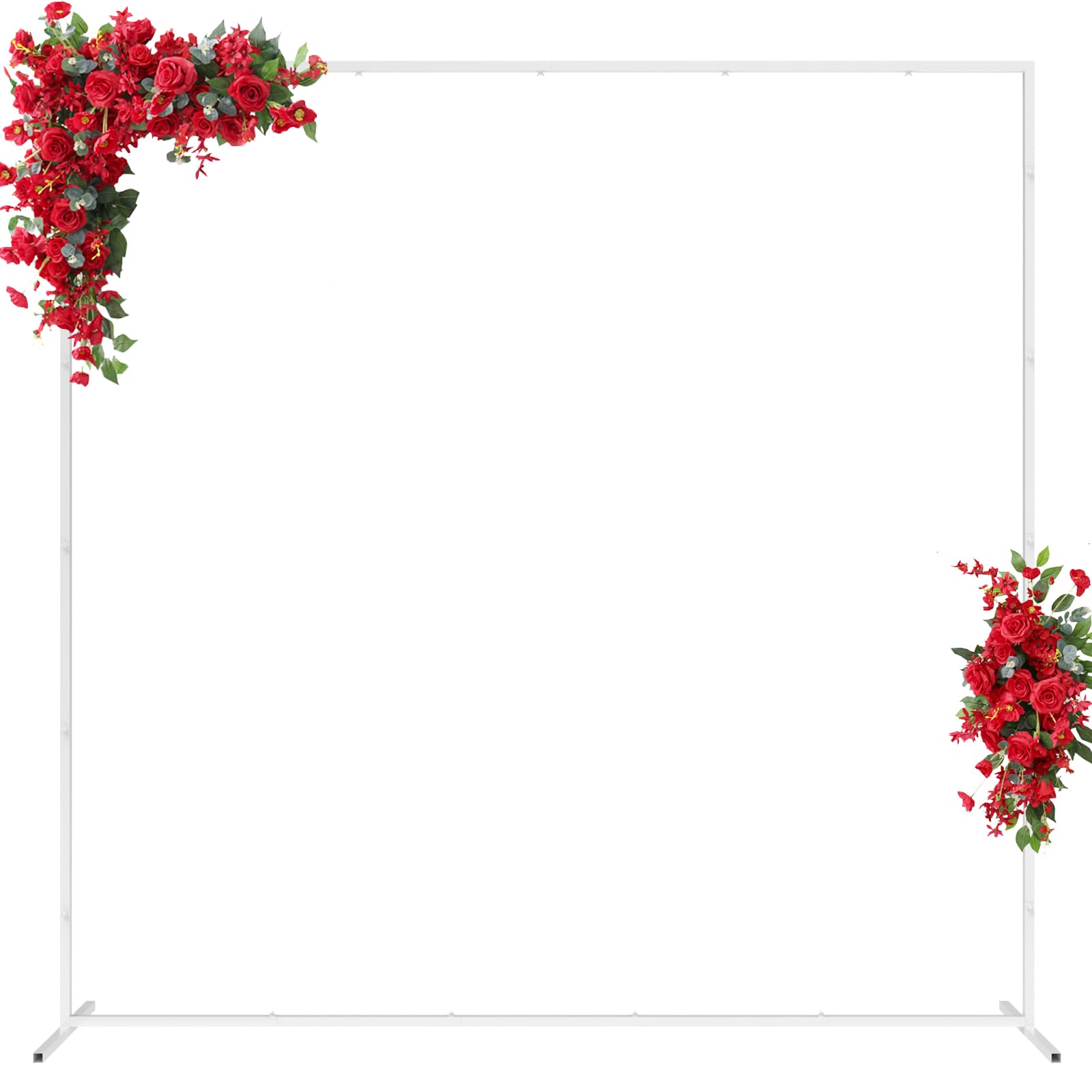Photo 1 of 6.6FT x 6.6FT White Wedding Arches for Ceremony Rectangular Metal Balloon Arch Stand Kit Garden Floral Square Arch Frame Background for Anniversary Birthday Party Bridal Shower Decoration Home Decor