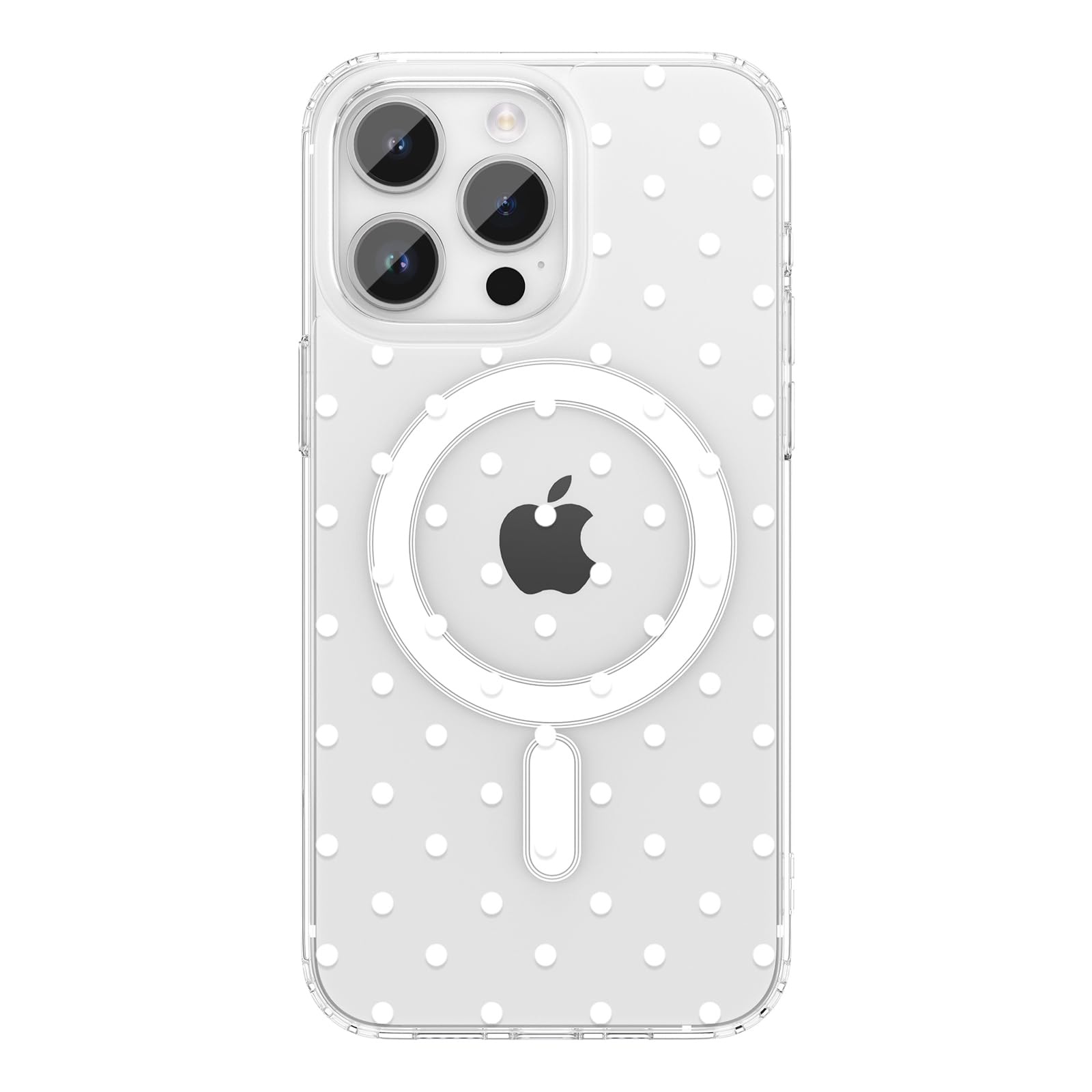 Photo 1 of ZTOFERA Magnetic for iPhone 16 Pro Case,Cute Polka Dot Phone Case Aesthetic Striped Clear Trendy Slim Soft Shockproof Protective Phone Cover for Women Girls, White Dot