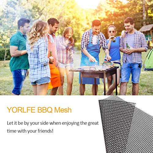 BBQ Grill Mesh Mat - Non-Stick Cooking Mats for Grilled Vegetables/Fish/Fajitas/Shrimp, Grilling Sheet Liner, Reusable Grill Accessories - Use on Gas, Charcoal, Electric Barbecue (15.7" x 13", 3 Pack) - Thumbnail 3