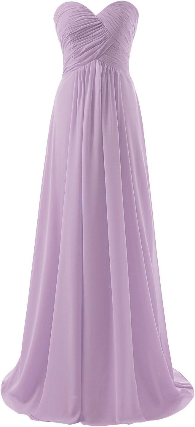 Women's Short/Long Chiffon Sweetheart Bridesmaid Dresses Prom Gowns Pleats