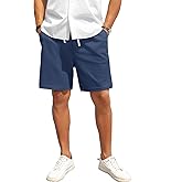 KOMENTIR Men's 7 Inch Inseam Casual Shorts Elastic Waist Drawstring Lightweight Summer Shorts with Pockets