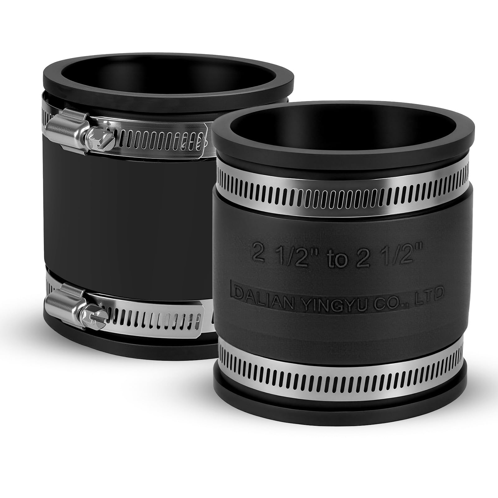 Photo 1 of **PARTIAL SET**
DLYYPLUS 2 Pcs 2-1/2 IN Flexible PVC Pipe Coupling with Stainless Steel Clamps Fit 2-1/2 IN Nominal Pipes, Couplers for Plastic and Copper Pipe Plumbing Connections, Drain Repair, Dust Hose