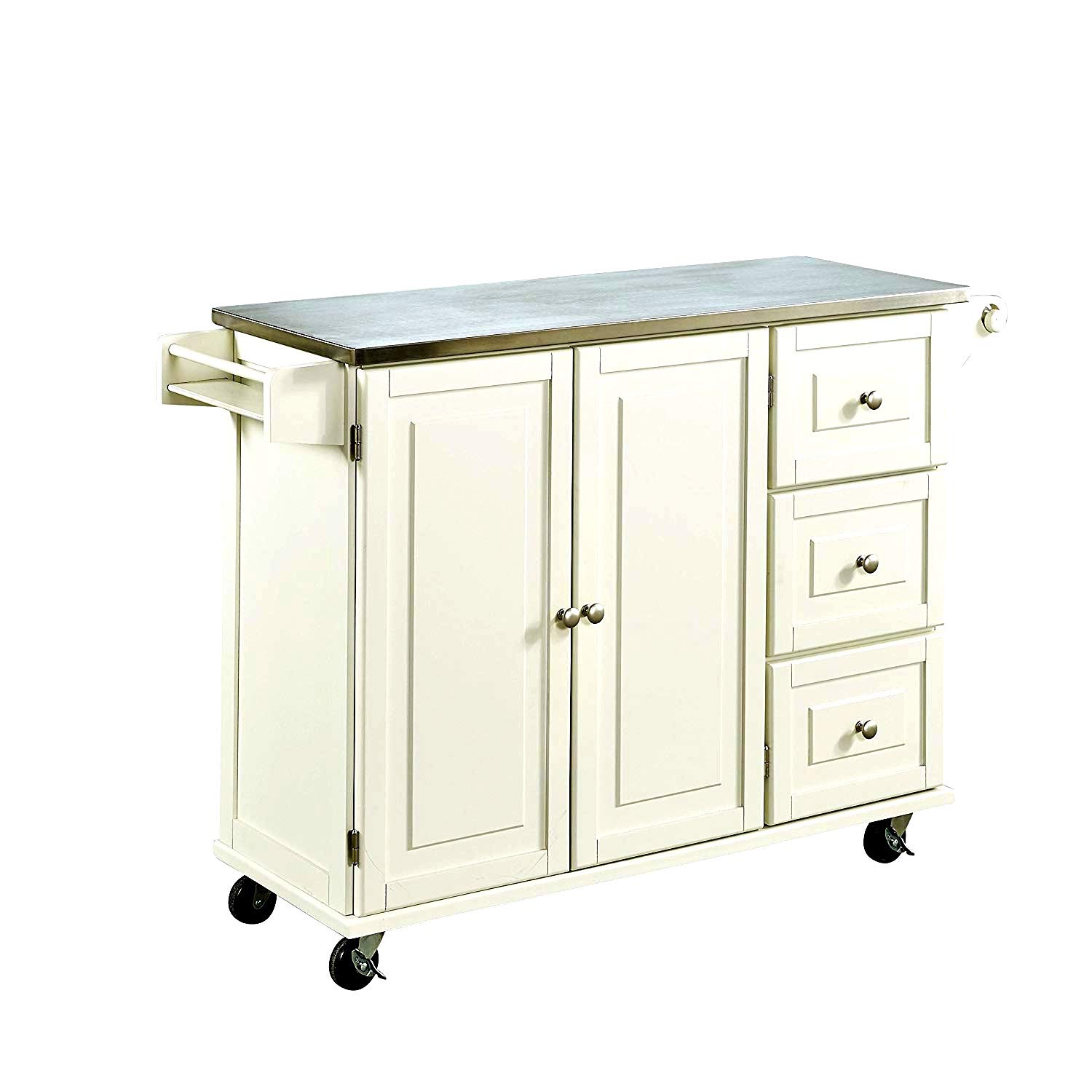 Amazon Com Efd White Island Cart Wheeled Wooden Adjustable