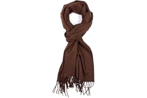 Plum Feathers Winter Scarf Shawl with Cashmere Feel - Rich Solid Colors Winter Scarves and Wraps 72" x 12"