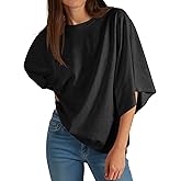 Cicy Bell Womens Oversized Half Sleeve T-Shirts Summer Casual Crew Neck Tshirt Loose Fit Side Slit Tee Tops
