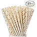 Paper Straws 125 PCS JIANFA-Food Grade Gold Foil Paper Straw Biodegradable Straw for Birthdays,Christmas, Weddings, Baby Showers, Celebrations and Parties