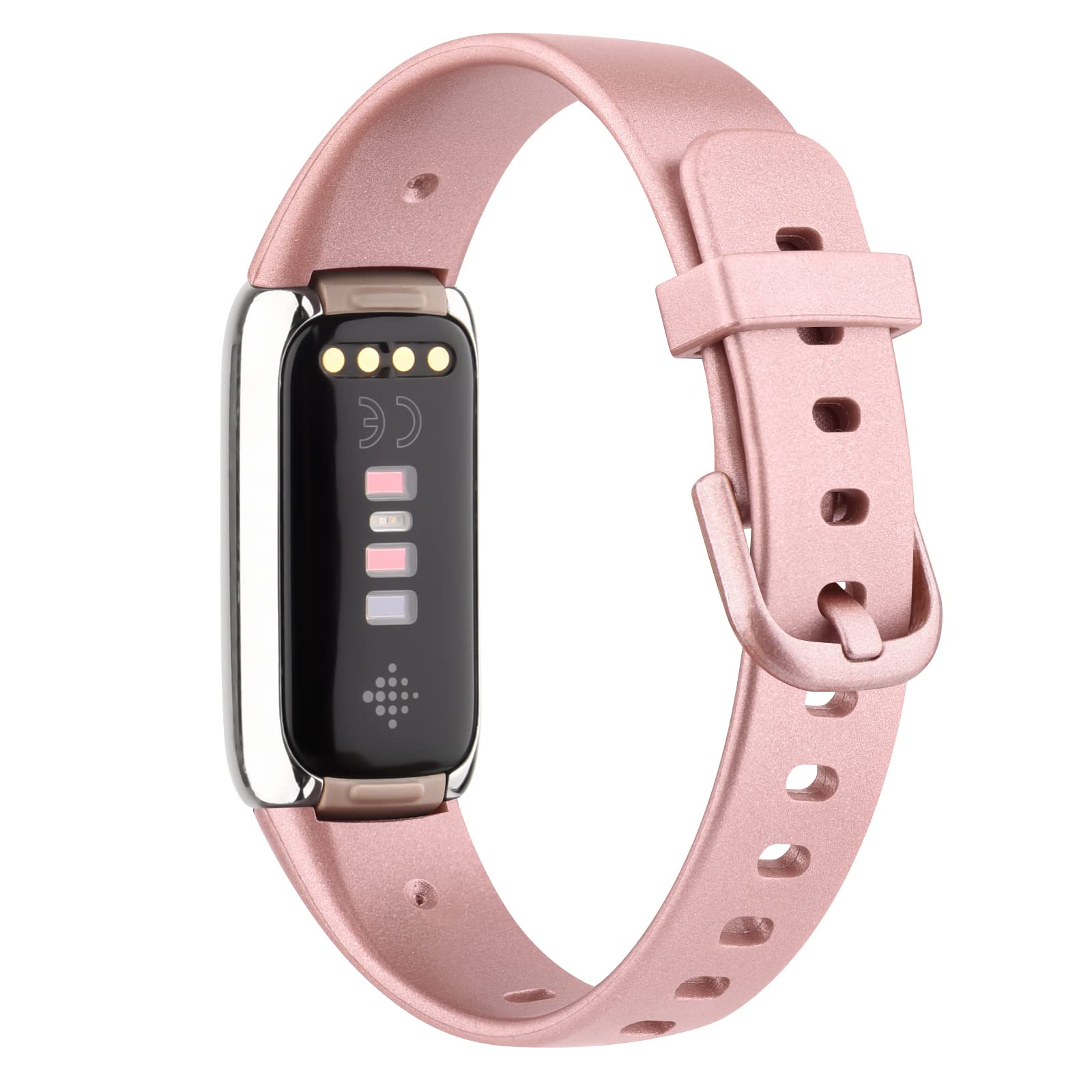 WOOZ Strap compatible with Fitbit Luxe Strap, Classic Replacement Soft Silicone Sport Bands Wristband Colorful Band (Rose gold,Small)
