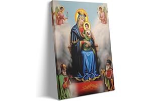 Virgin Mary and Child Jesus Canvas Wall Art Print Ethiopian Orthodox Religious Icon Poster Spiritual Christian Church Decor f