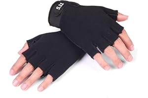 Boys Gloves, One Pair Kids Half Finger Gloves, Polyester for Outdoor Sports, Cycling, Hiking, Winter Outdoor Activities, Blac