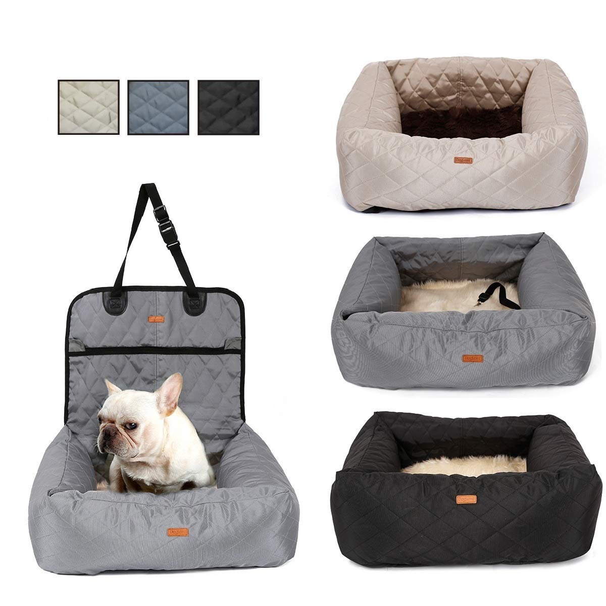 MONIKI 2in1 Dog Car Seat Bed Waterproof & Nonslip Cat Traveling Front