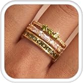 Sllaiss Stackable Gold Rings for Women Non-Tarnish 14K Gold Plated Ring Set | Non Tarnish, Dainty Stacking Ring Set, Ring Stack, Cubic Zirconia Thumb Rings, Promise Wedding Bands, Stackable Rings