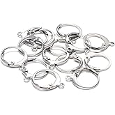20 Pieces Surgical-Grade Stainless Steel Lever Earring Hooks - Open Loop Findings with 14×12mm Hoop Bases for DIY Jewelry Making Supplies (Silver)