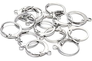 20 Pieces Surgical-Grade Stainless Steel Lever Earring Hooks - Open Loop Findings with 14×12mm Hoop Bases for DIY Jewelry Mak