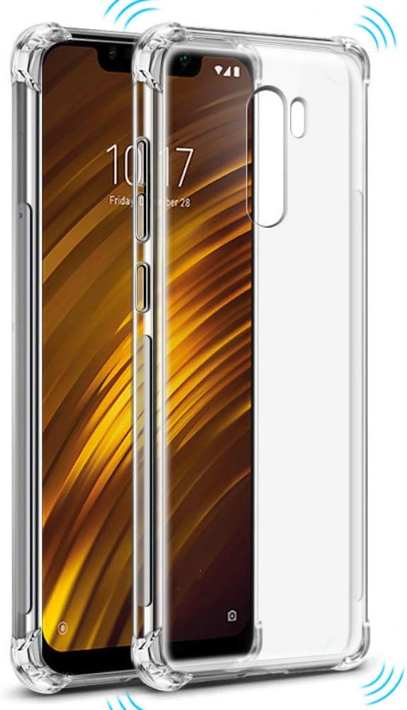 Xiaomi Pocophone F1 Case, Rnicy TPU Anti-Drop Soft Back Cover Rubber Shockproof Anti-Scratch Full Protection Silicone Cover Fit Xiaomi Pocophone F1 (Clear)