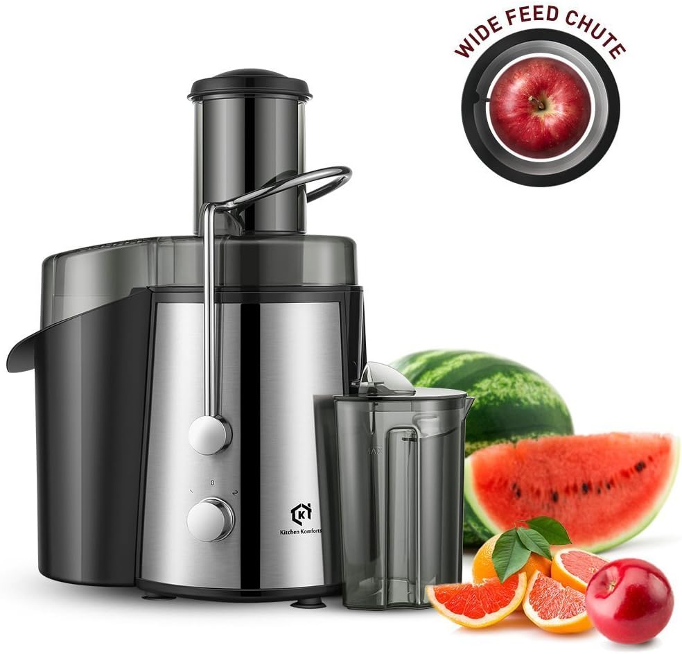 Juice Extractor, Kitchen Komforts 700 Watts High Power Whole Fruit Centrifugal Juicer Machine with Juice Cup and Cleaning Brush, Stainless Steel
