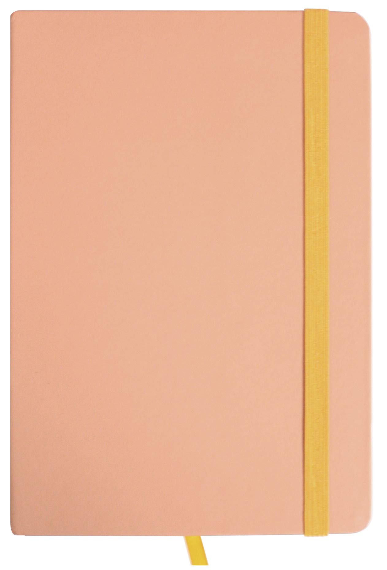 Emartbuy Hardbound Pastel Diary Notebook Notepad Writing Journal Ruled A5 Size 96 Sheets (192 Pages) With Elastic Band - Peach