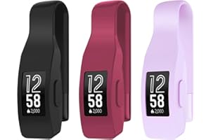 EEweca 3-Pack Clip for Fitbit Inspire or Inspire HR Holder Accessory, Black + Sangria + Lilac (not for inspire 2)