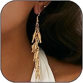 Fish Tassel Drop Earrings for Women Gold Skeleton Fishbone Earrings Summer Beach Ocean Earring Funny Jewelry Gifts for Women