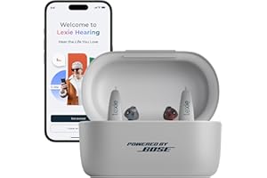 Lexie B2 Plus Powered by Bose - Self-Fitting Rechargeable OTC Hearing Aids for Mild to Moderate Hearing Loss in Adults and Seniors - Clear Sound - Wireless Charging Case - Bluetooth-Enabled - Gray