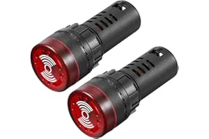 uxcell 2Pcs Red Indicator Light with Buzzer AC/DC 110V, 22mm Panel Mount Flashing Alarm, for Electrical Control Panel, HVAC, 