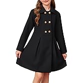 GRACE KARIN Girls Dress Coat Wool Peacoat with Lapel Pockets Winter Warm Long Jacket for Kids Size 6-14