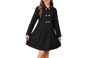 GRACE KARIN Girls Dress Coat Wool Peacoat with Lapel Pockets Winter Warm Long Jacket for Kids Size 6-14