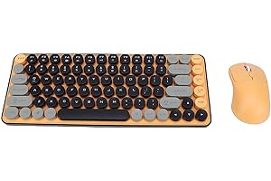 GOWENIC Wireless Keyboard and Mouse Combo, 2.4 GHz Wireless USB Receiver, Bluetooth 85 Keys Cordless Mouse Keyboard with Roun