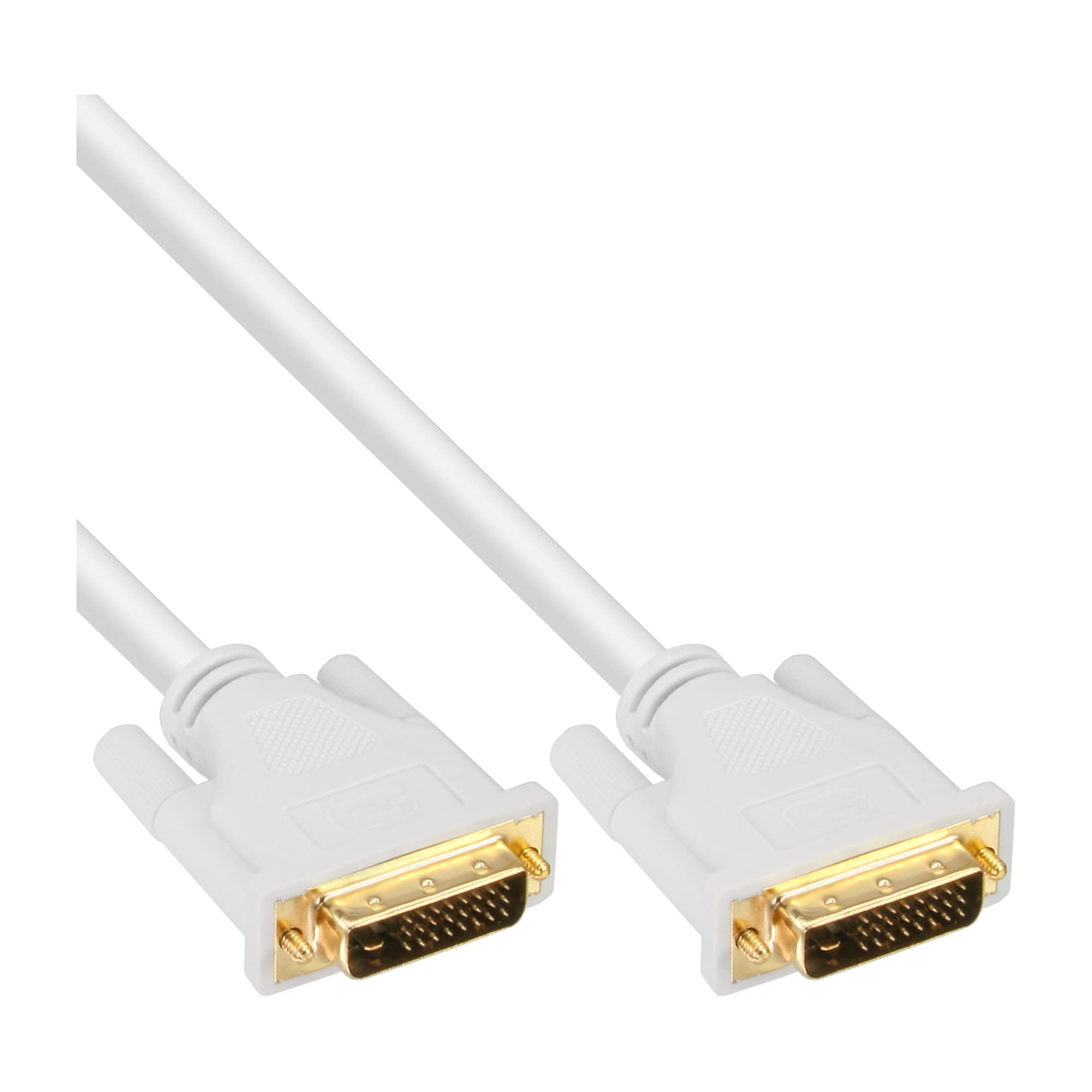 InLine® 2m 24+1 Male to Male Dual Link DVI-D Cable - White/Gold
