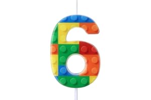 Rossesay Building Block Number 0-9 Birthday Cake Candle Numeral Birthday Sparkler Candles for Building Block Cake Topper for Party Decorations Supplies(Number 6)