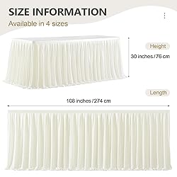 Partisky Light Ivory Pleated Ruffle Table Cloth for