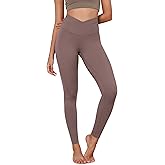 ODODOS Women's Cross Waist Yoga Leggings with Inner Pocket, 23"/25"/28" Gathered Crossover Workout Yoga Pants