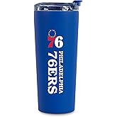 Rico Industries NBA Basketball Philadelphia 76ers Royal Blue 24oz Stainless Steel Tumbler with Lid and Dual Functioning Lid
